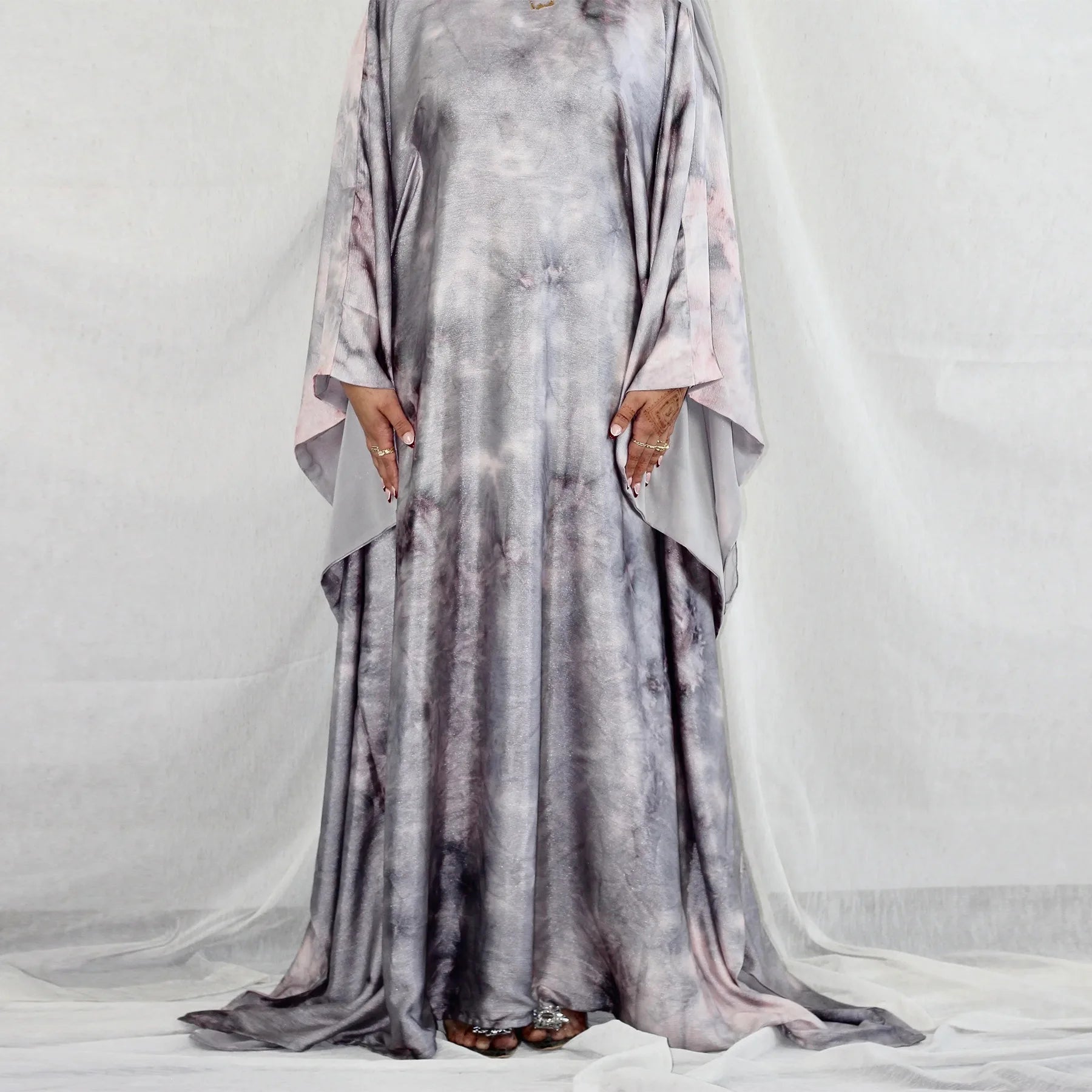 Marble Satin Butterfly Abaya