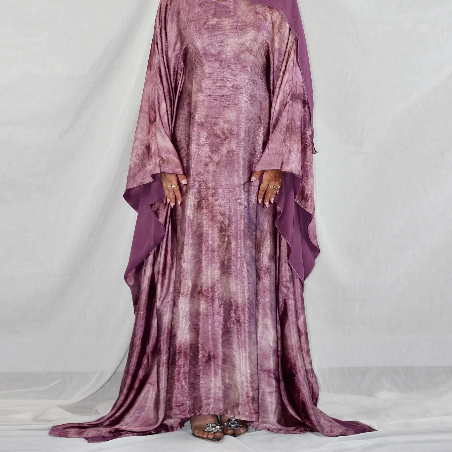 Marble Satin Butterfly Abaya