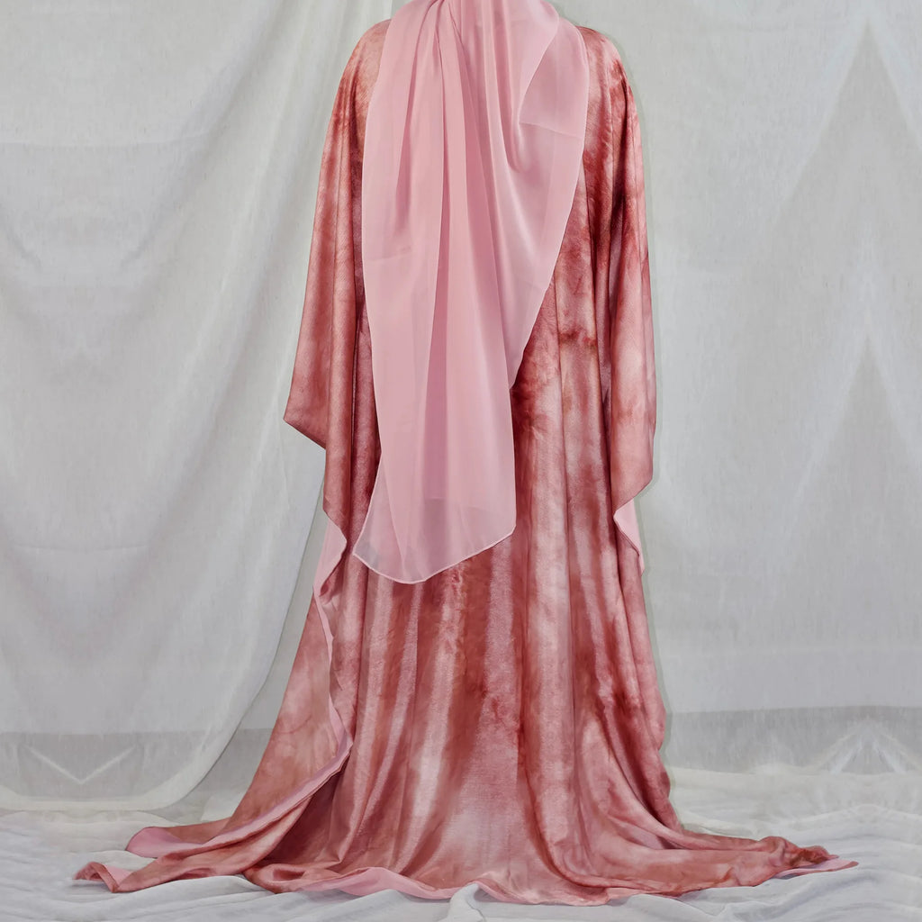 Marble Satin Butterfly Abaya