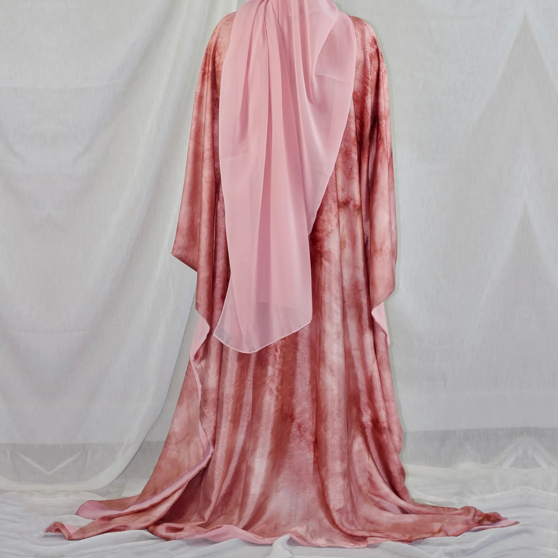 Marble Satin Butterfly Abaya