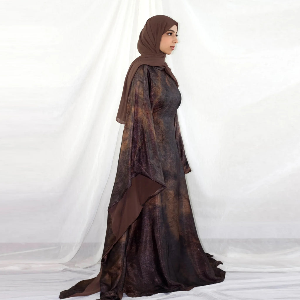 Marble Satin Butterfly Abaya