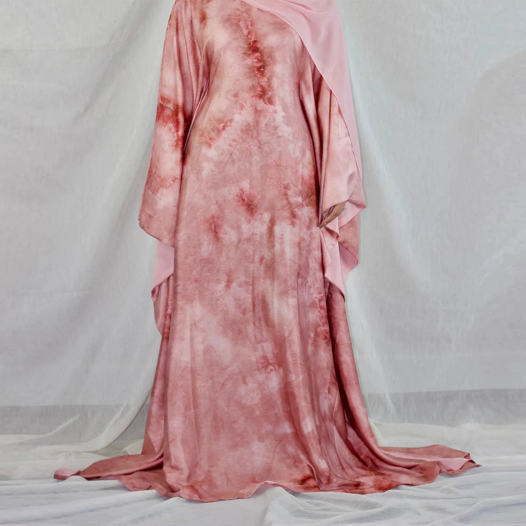 Marble Satin Butterfly Abaya