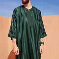 Emerald Green Striped Moroccan Thobe