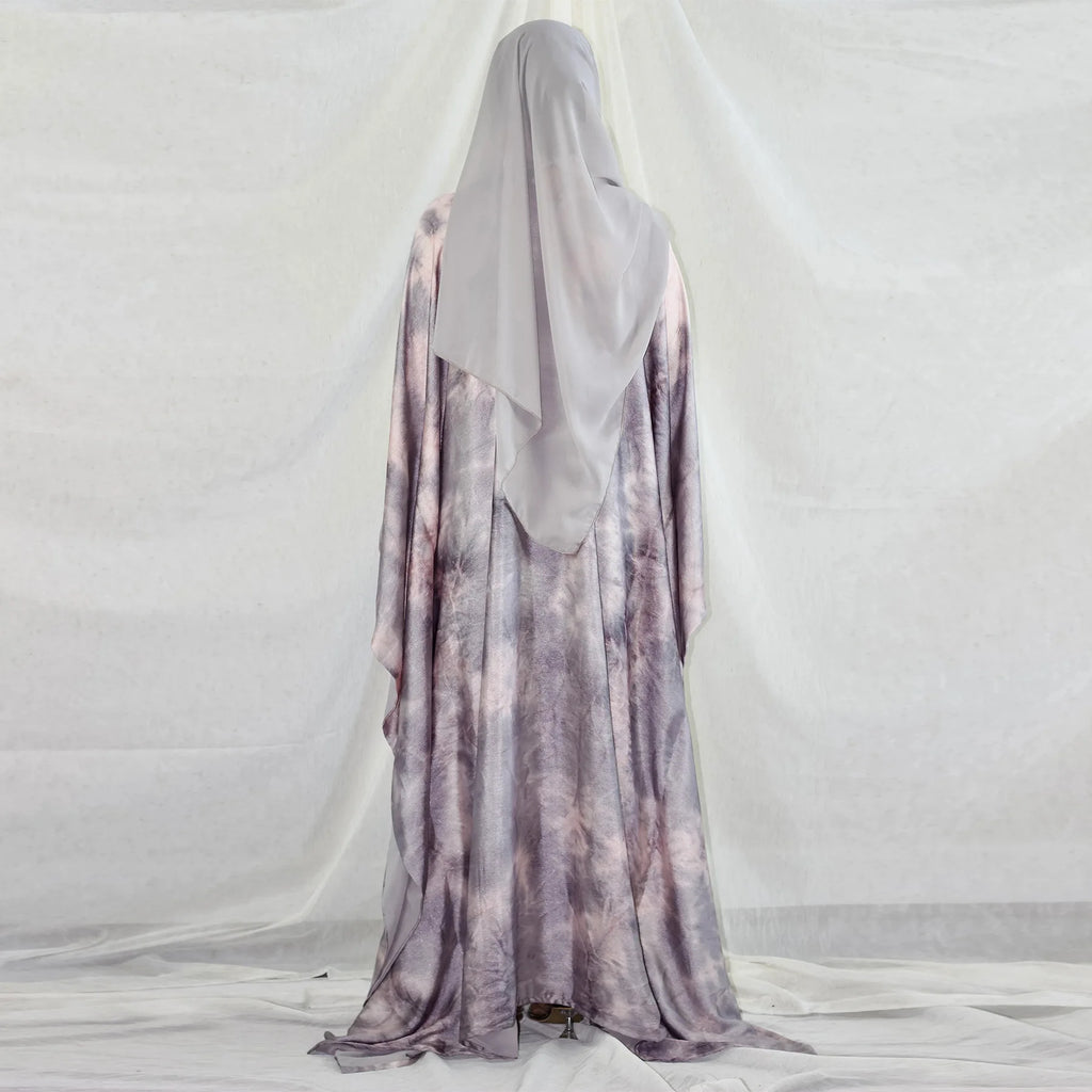 Marble Satin Butterfly Abaya