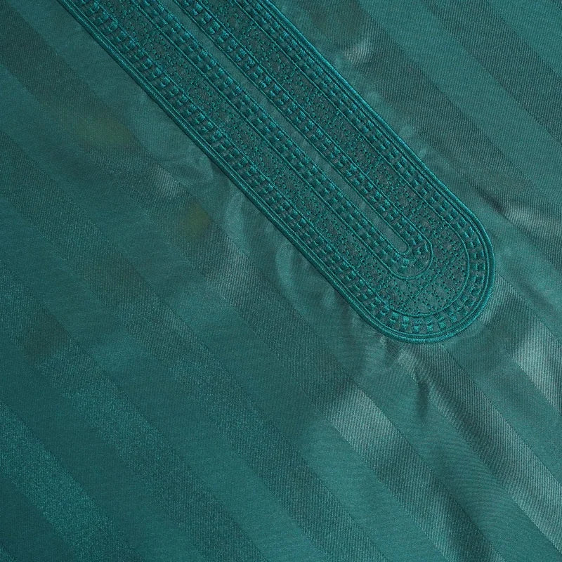 Emerald Green Striped Moroccan Thobe